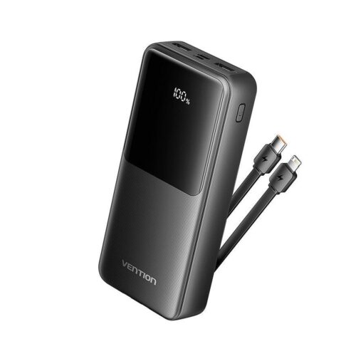 Powerbank 20000mAh Vention FHPB0/ 22.5W/ Negra/ Incluye Cable USB TIpo-C y Lightning