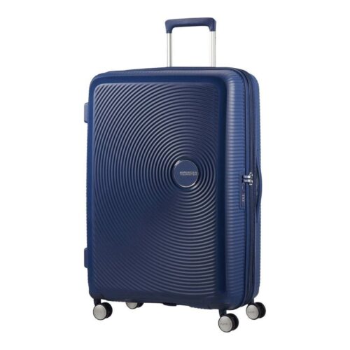 Maleta Grande American Tourister SoundBox Spinner 77cm/ 77×51.5×29.5cm/ 4 Ruedas/ Azul Marino