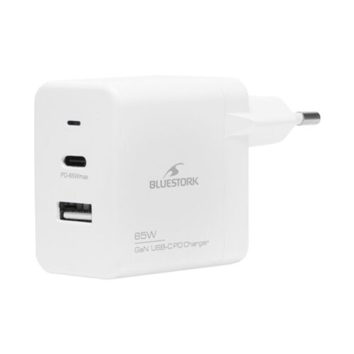 BLUESTORK CARGADOR ULTRACOMPACTO USB-C 65W TECNOLOGIA GAN BLANCO