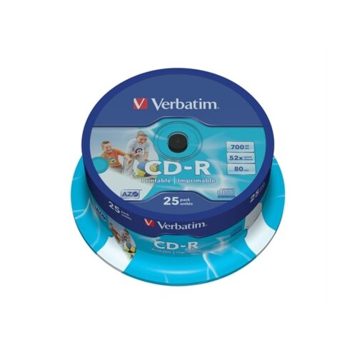 VERBATIM CD-R 700MB 52X BOBINA 25 IMPRIMIBLE INKJET SUPER AZO