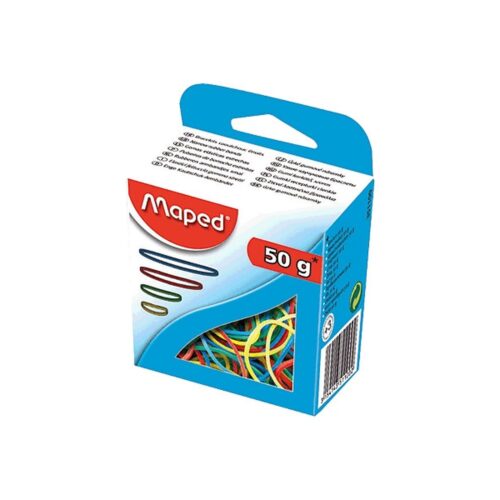 EXPOSITOR 12 CAJAS DE GOMAS ELASTICAS COLORES SURTIDOS GROSOR 1,5MM. MAPED 351100