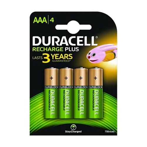 Pack de 4 Pilas AAA Duracell HR3-B/ 1.2V/ Recargables