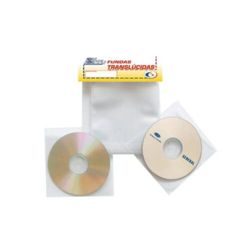 PACK DE 100 FUNDAS CD-DVD PP TRANSPARENTE NO ADHESIVAS CON SOLAPA 3L 10297