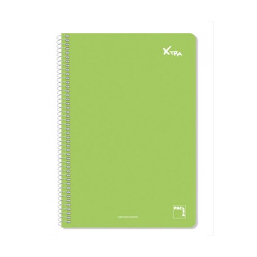 CUADERNO SERIE XTRA 60GR.TAPA CONTRACOLADA FOLIO (215X310MM.) 80 HOJAS CUADRÍCULA 4X4 COLOR VERDE OSCURO PACSA 16078