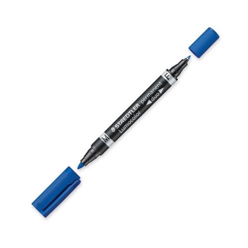 MARCADOR DUO LUMOCOLOR PERMANENTE PUNTAS 0,6/1MM. 1MM. AZUL STAEDTLER 348-3