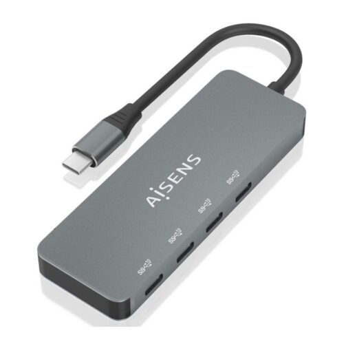 Hub USB Tipo-C Aisens A109-0695/ 4xUSB Tipo-C/ Gris