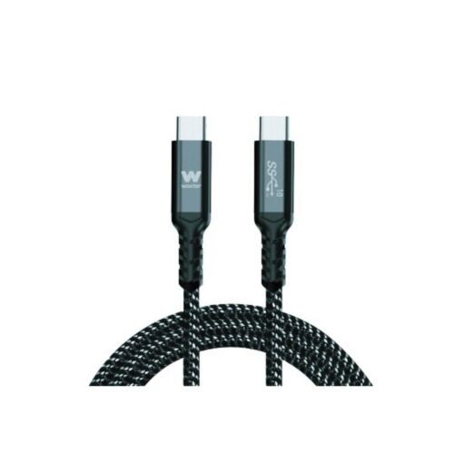 Cable USB 3.1 Tipo-C Woxter PE26-184/ USB Tipo-C Macho – USB Tipo-C Macho/ Hasta 100W/ 10Gbps/ 2m/ Negro