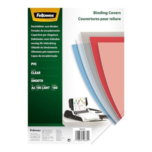 Portadas de PVC Fellowes 5375901/ A4/ 180 Micras/ 100 unidades/ Transparente