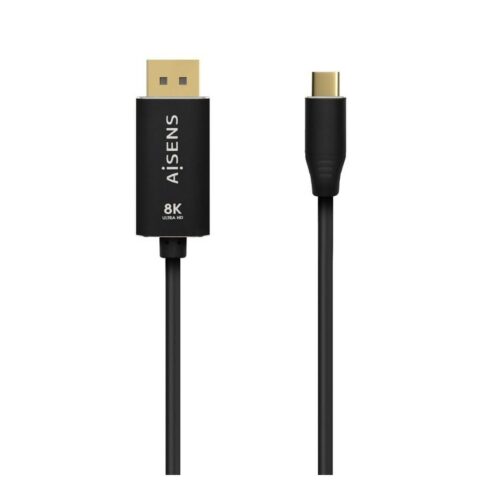 Cable Conversor DisplayPort 8K 60HZ Aisens A109-0687/ USB Tipo-C Macho – Displayport Macho/ Hasta 27W/ 1250Mbps/ 1.8m/ Negro