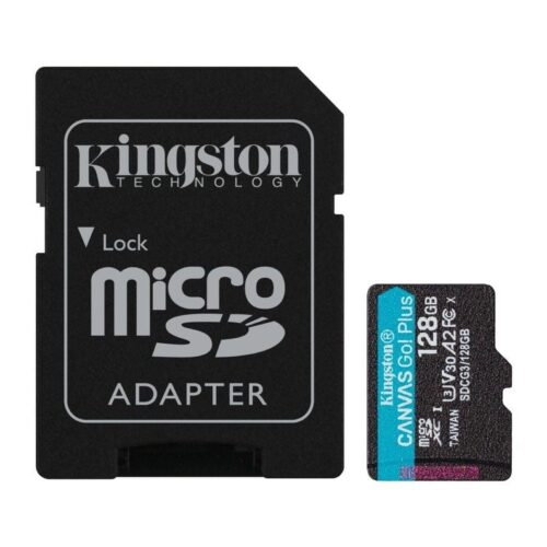 Kingston Tarjeta Micro SDXC 128GB UHS-I Clase 10 170MB/s Canvas Go Plus + Adaptador