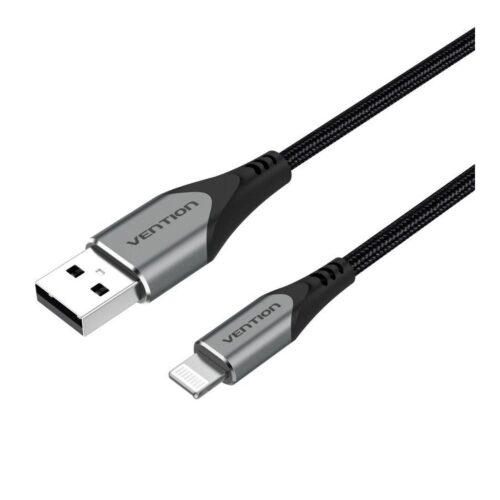 Cable USB 2.0 Lightning Vention LABHH/ USB Macho – Lightning Macho/ Hasta 12W/ 480Mbps/ 2m/ Gris