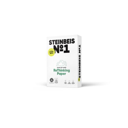 PAQUETE 500H PAPEL RECICLADO 80GR A3 CLASSIC WHITE Nº1 ISO70 STEINBEIS 141689