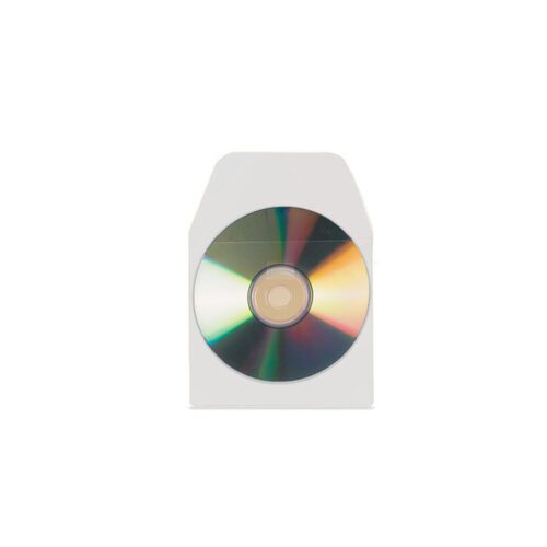 PACK DE 100 FUNDAS CD-DVD PP TRANSPARENTE AUTOADHESIVAS CON SOLAPA 3L 6832-100