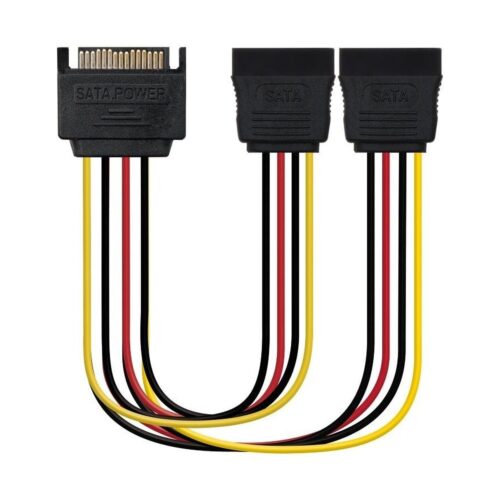 Nanocable – Cable SATA Alimentación SATA/M a 2xSATA/H – 20cm