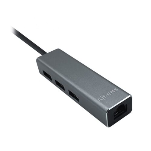 Hub USB 3.0 Aisens A106-0401/ 3xUSB/ 1xRJ45/ Gris