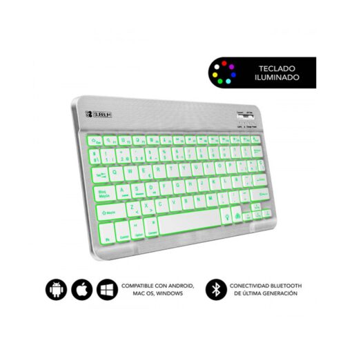 Teclado Compacto Inalámbrico por Bluetooth Subblim Smart Backlit/ Plata