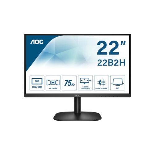 AOC – Monitor LED 22″ – 1920 x 1080 Full HD – VA – 4 ms – HDMI, VGA – Lowblue – Negro