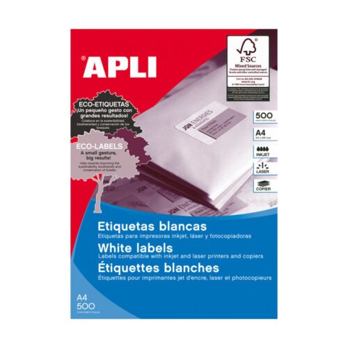 CAJA 500 HOJAS ETIQUETA BLANCA ILC 105X42.4 01795 APLI