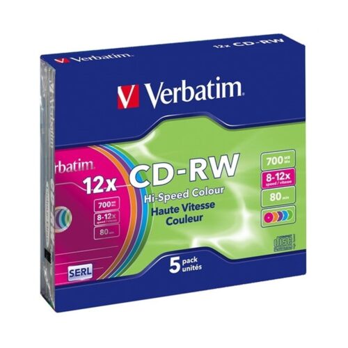 VERBATIM CD-RW 700MB 8X-12X SLIM 5 DATALIFE