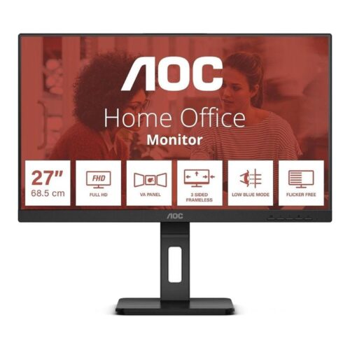 Monitor Profesional AOC 27E3QAF 27″/ Full HD/ Multimedia/ Regulable en altura/ Negro