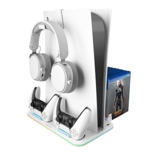 Soporte Multifunción RGB para PS5 Mars Gaming MPS5-B2/ Blanco