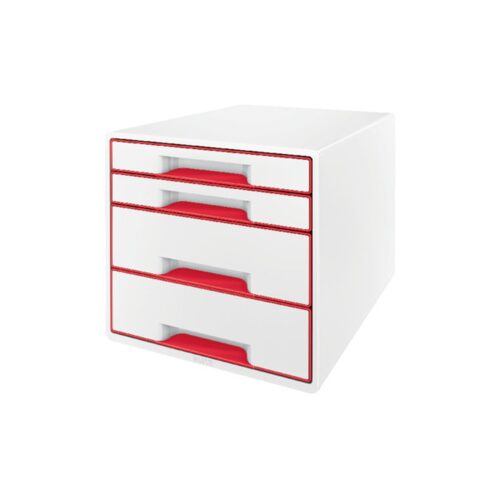 BUCS 4 CAJONES WOW DESK CUBE (2 GRANDES Y 2 PEQUEÑOS), ROJO /BLANCO LEITZ 52132026