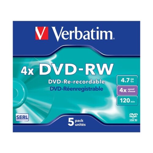 VERBATIM DVD-RW 4.7GB 4X PACK 5 ADVANCED SERL