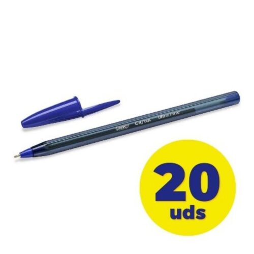 Caja de Bolígrafos de Tinta de Aceite Bic Cristal Exact Ultrafine 992605/ 20 unidades/ Azules