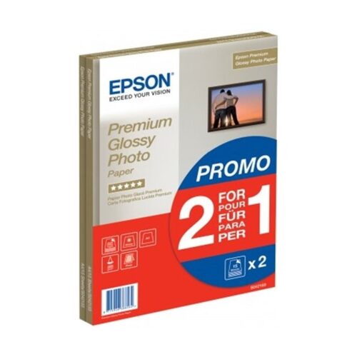 EPSON PAPEL INKJET 2X1 FOTOGRÁFICO GLOSSY PREMIUM A4 255GR 15 HOJAS 2X1