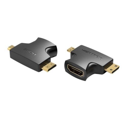 Adaptador HDMI 2 en 1 Vention AGFB0/ HDMI Hembra – Micro HDMI Macho – Mini HDMI Macho