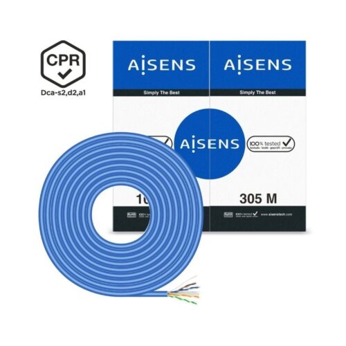 Bobina de Cable RJ45 UTP AWG24 LSZH CPR Dca Aisens A135-0663 Cat.6/ 305m/ Azul