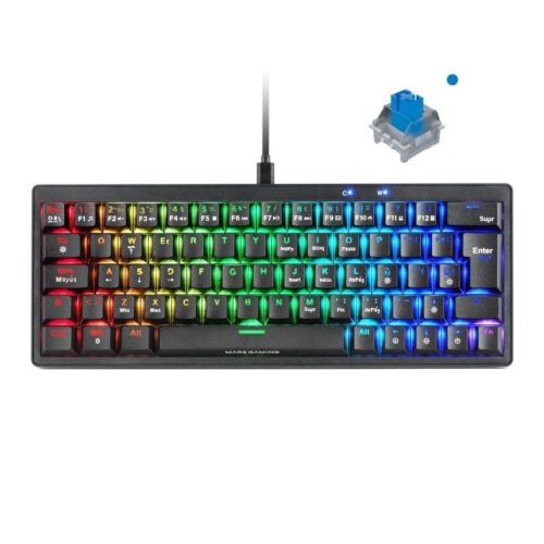 Teclado Gaming Mecánico Mars Gaming MKMINIPRO/ Switch Azul/ Negro