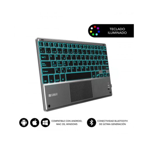 Teclado Compacto Inalámbrico por Bluetooth Subblim Touchpad Smart Blacklit/ Gris